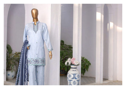 RAYA EXCLUSIVE MID SUMMER EMBROIDERED SLUB COTTON