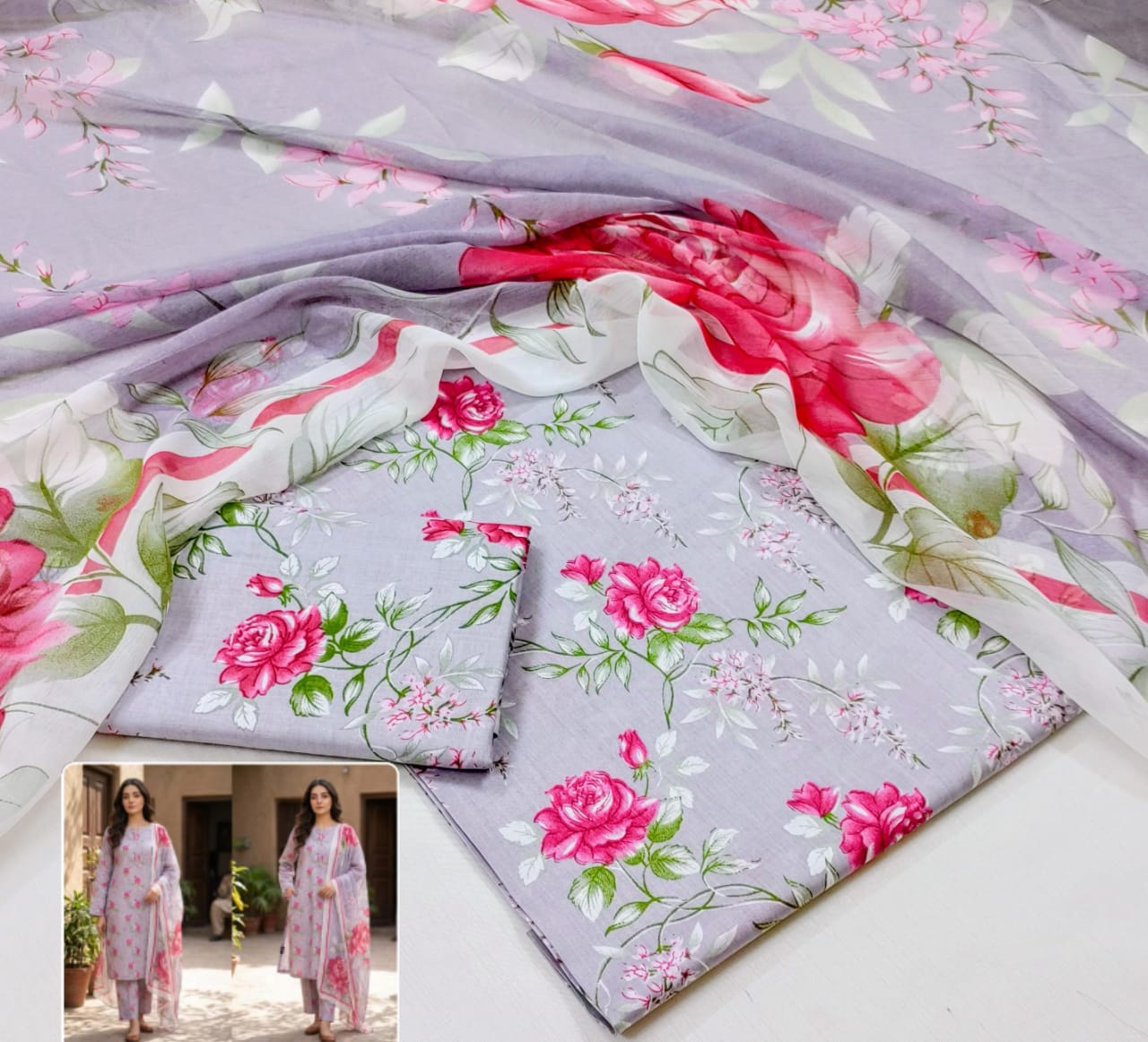Printed Lawn With Chiffon Dupatta Collection