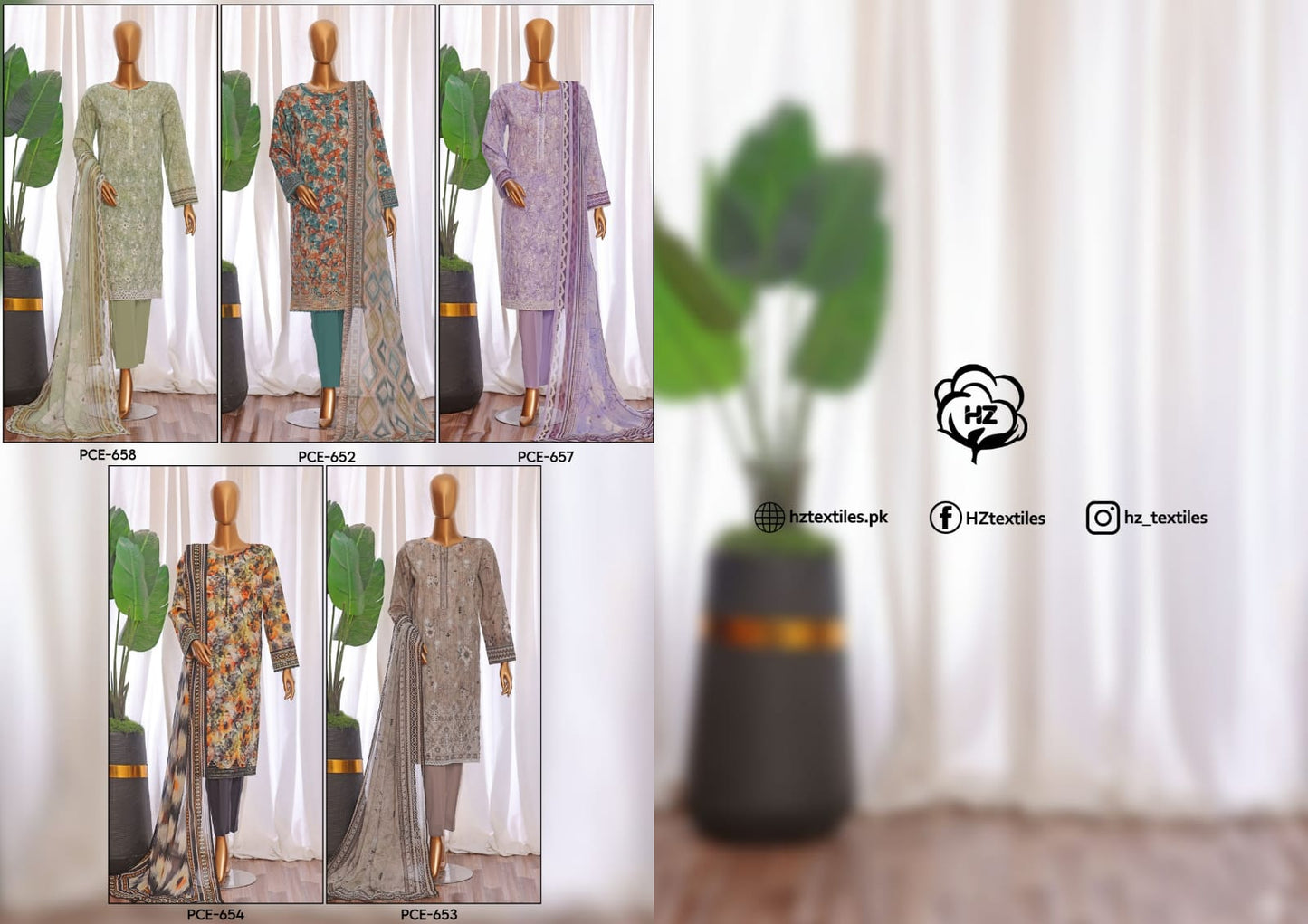 HZ PREMIUM CHIKANKARI WITH PRINTED BAMBER CHIFFON DUPATTA COLLECTION