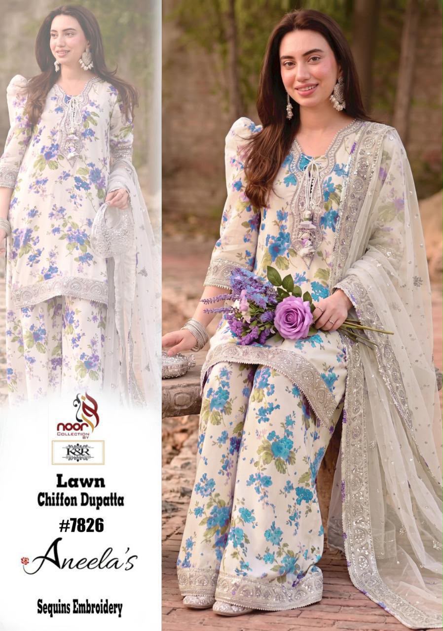 K&R Lawn Shirt with Sequence Embroidery