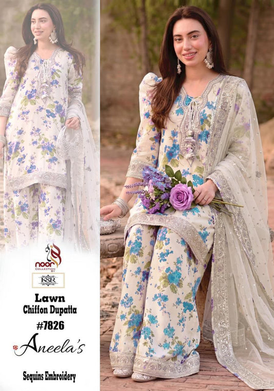 K&R Lawn Shirt with Sequence Embroidery