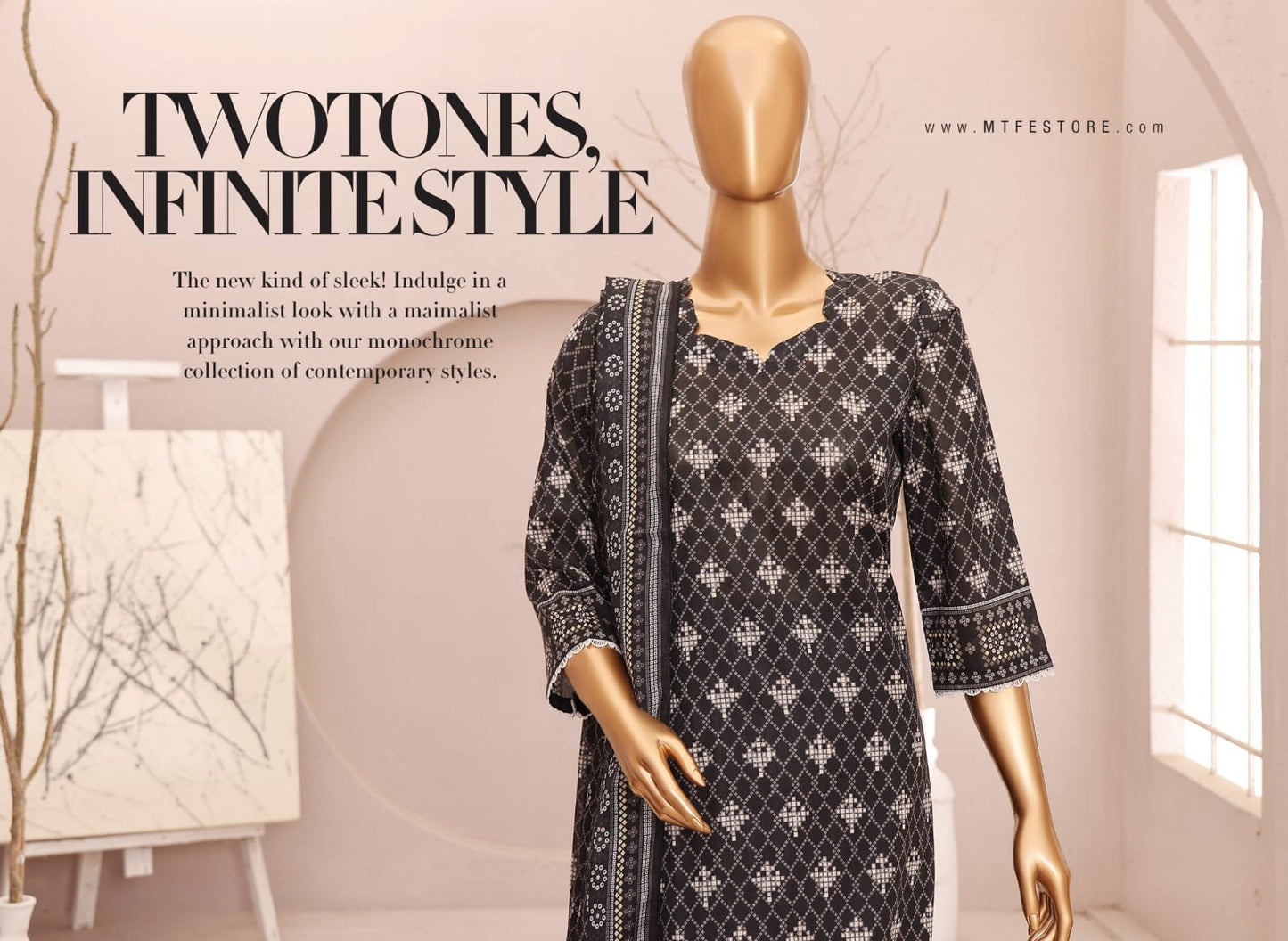 Forever Black Series Digital Printed Doria Lawn