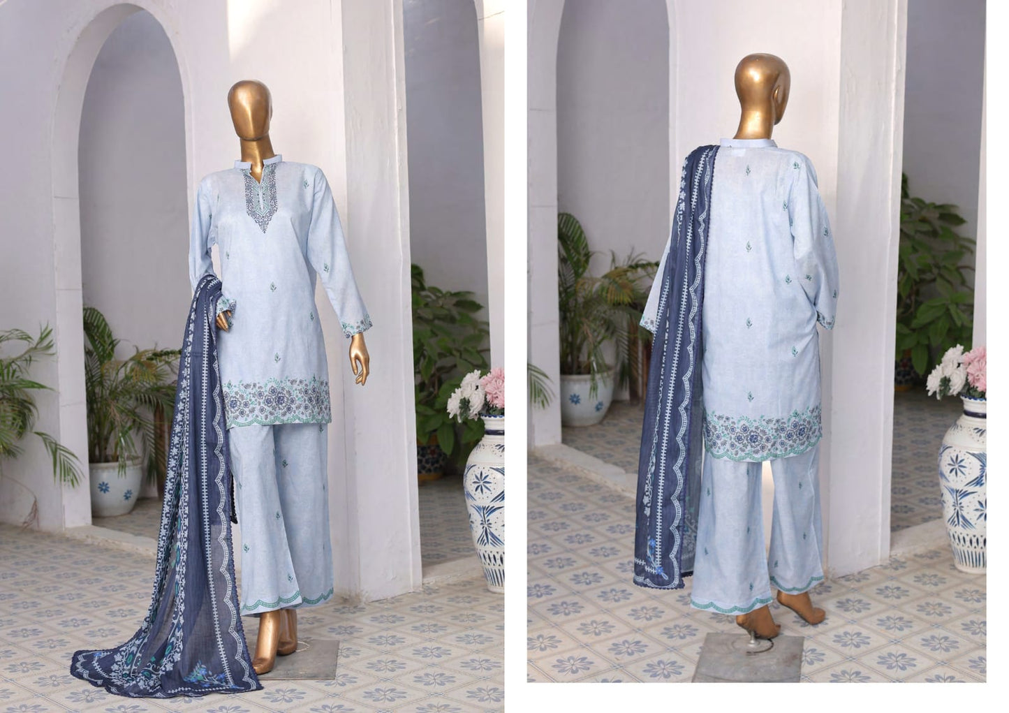 RAYA EXCLUSIVE MID SUMMER EMBROIDERED SLUB COTTON