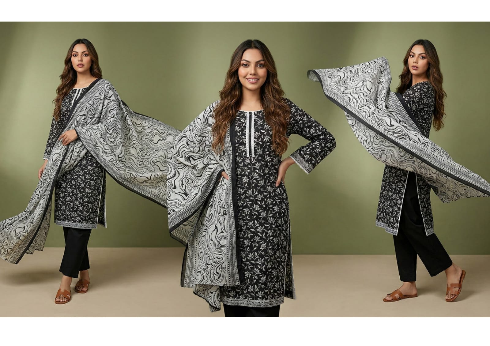 BLACK & WHITE DIGITAL PRINED LAWN COLLECTION 2026