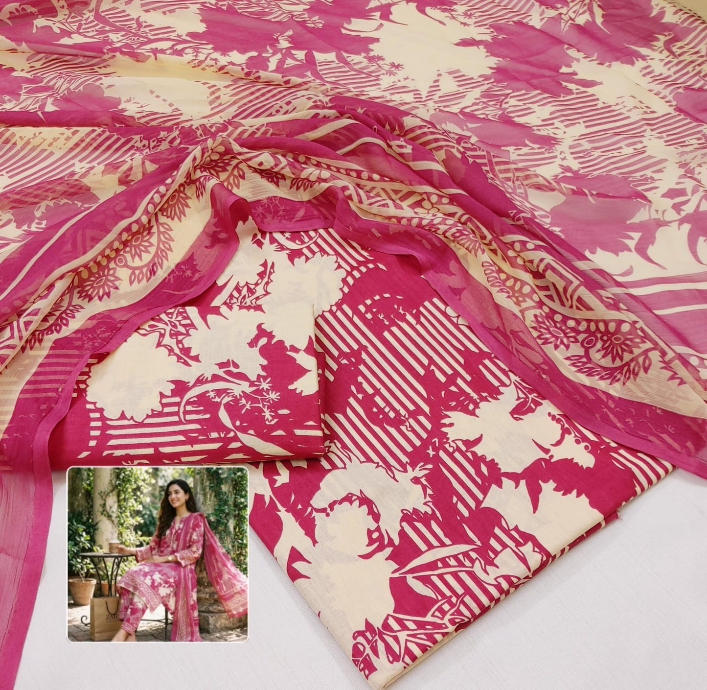 Printed Lawn With Chiffon Dupatta Collection
