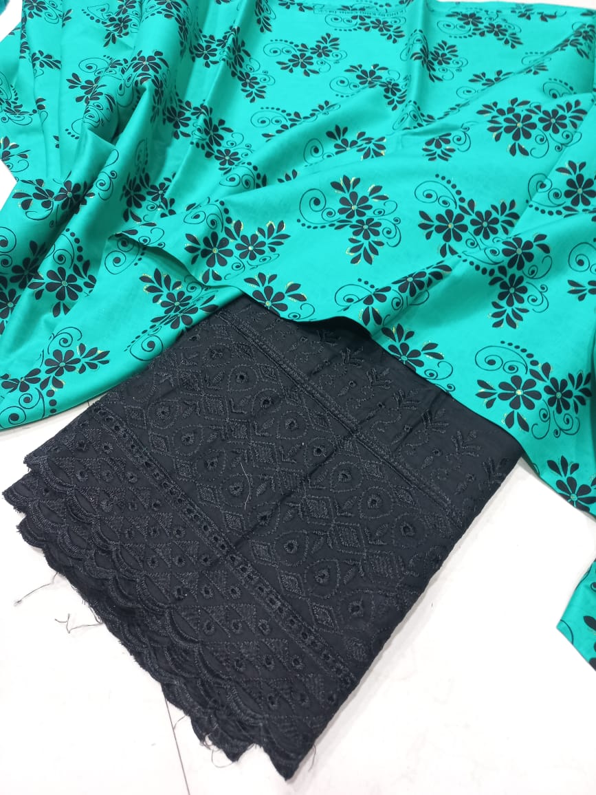 Printed 2 Pcs With Chikan Trouser