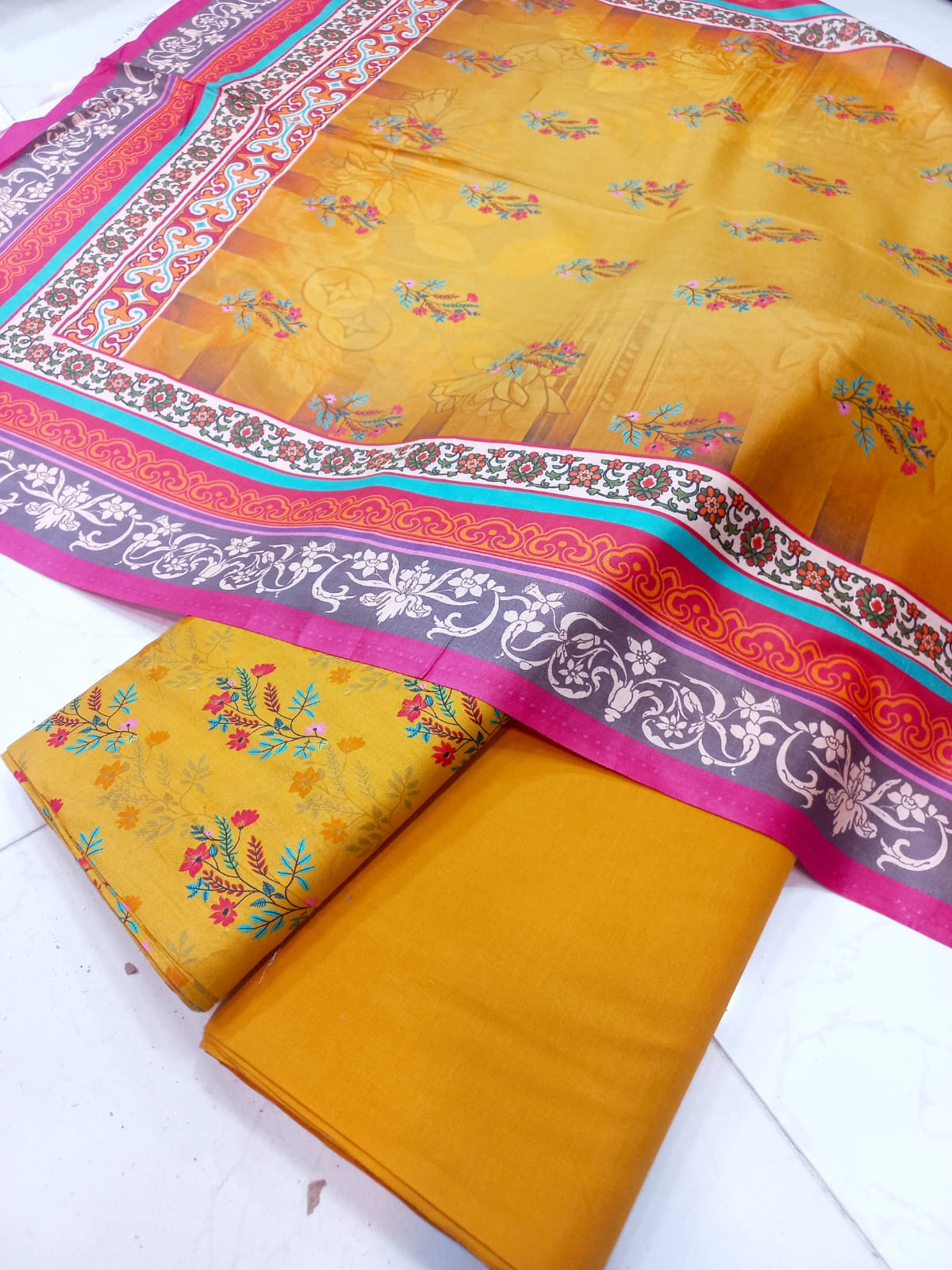 Mix Brand 3 Pcs Digital  Printed Lawn Al-Karam Kasturi