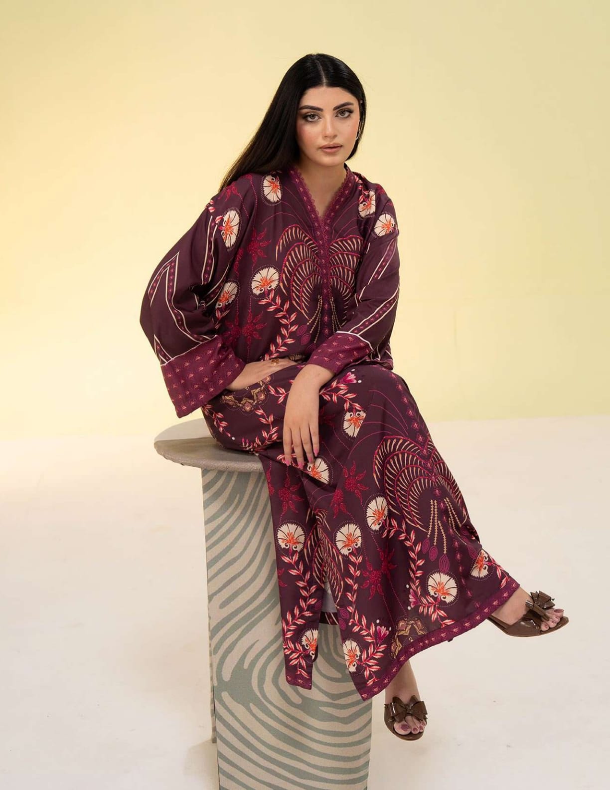 SUMMER KAFTAN BY AMAL 2 Pcs CO-ORDS SILK KAFTAN
