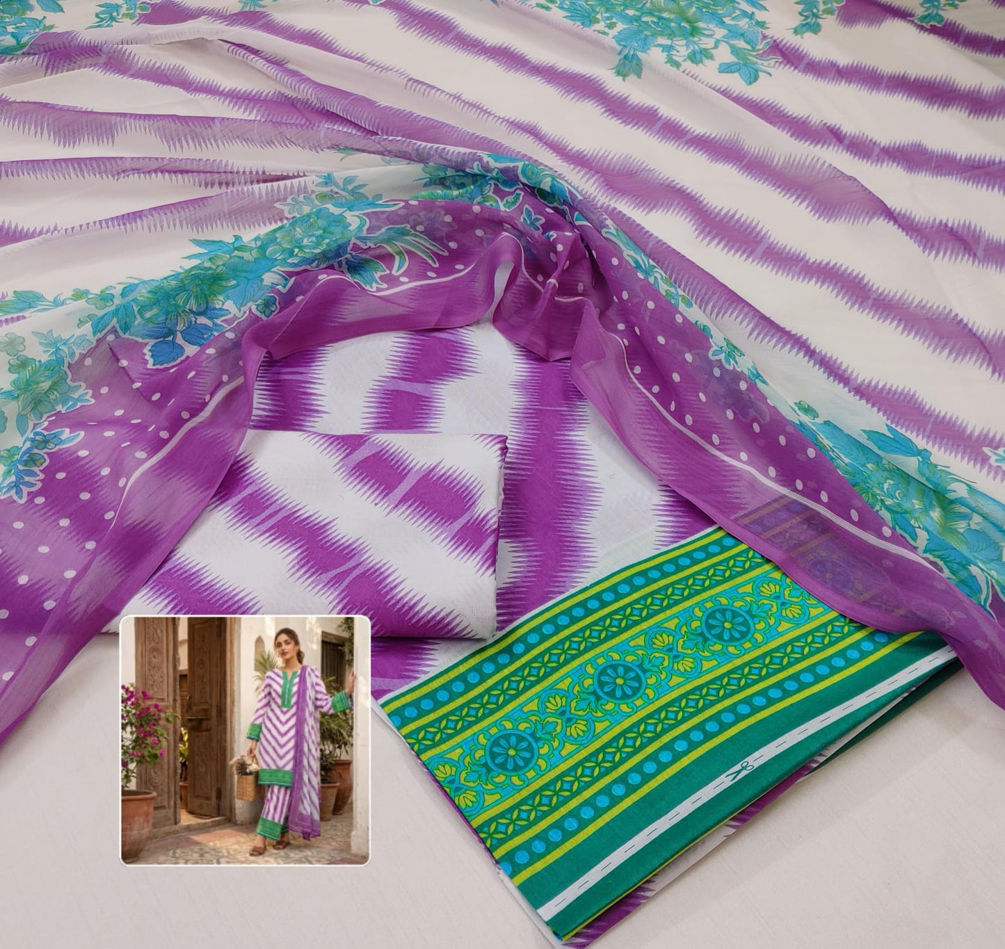 Printed Lawn With Chiffon Dupatta Collection