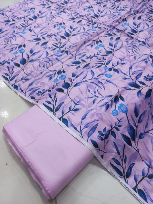 Mix Brand 2 Pcs Printed Suit With Plain Trouser