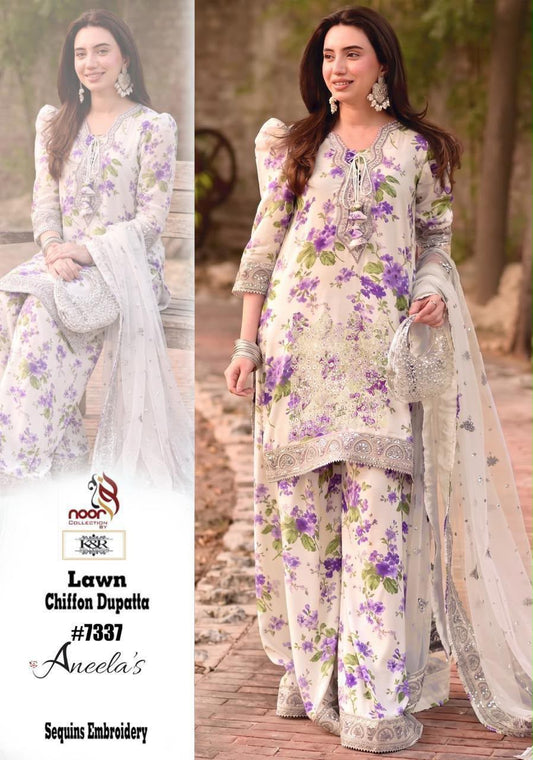 K&R Lawn Shirt with Sequence Embroidery