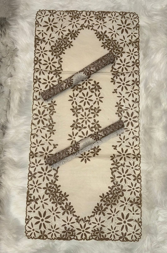 3 PCs Center Table Runner & Mats Set