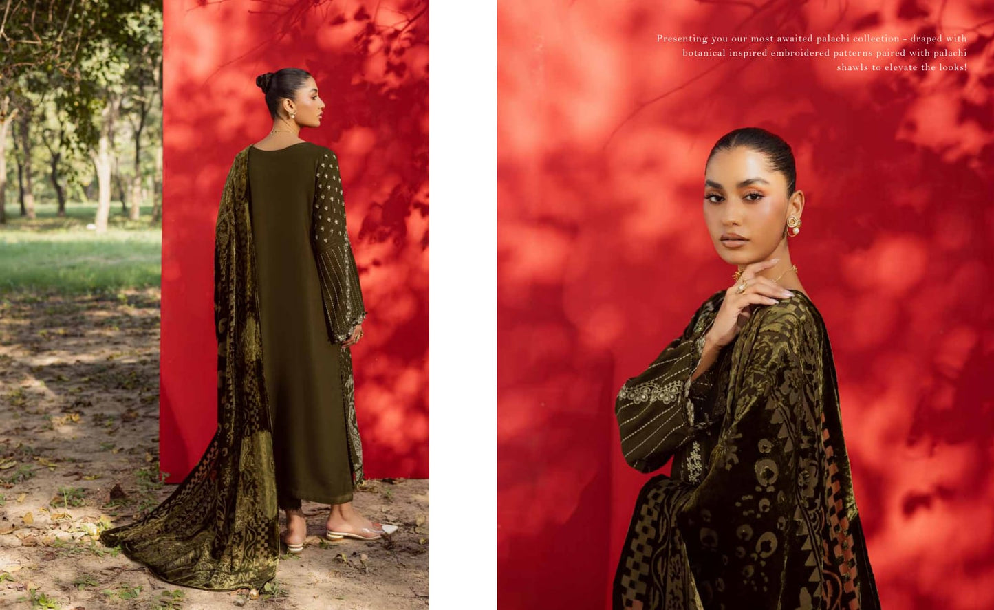 Embroidered leather peach collection