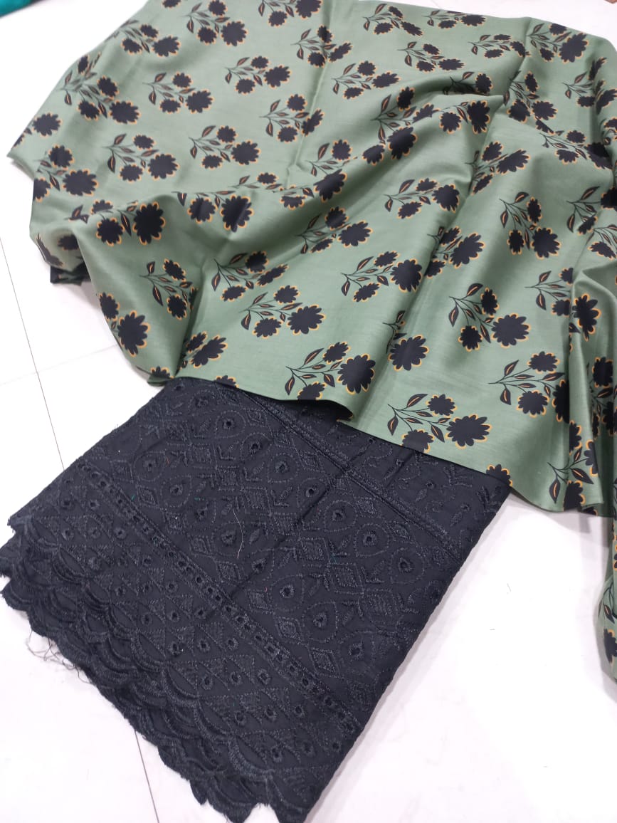 Printed 2 Pcs With Chikan Trouser