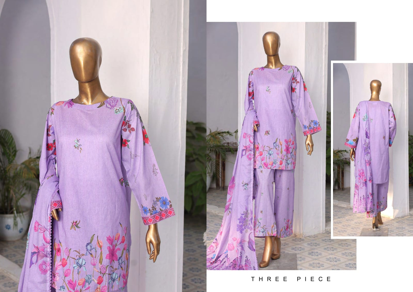 RAYA EXCLUSIVE MID SUMMER EMBROIDERED SLUB COTTON