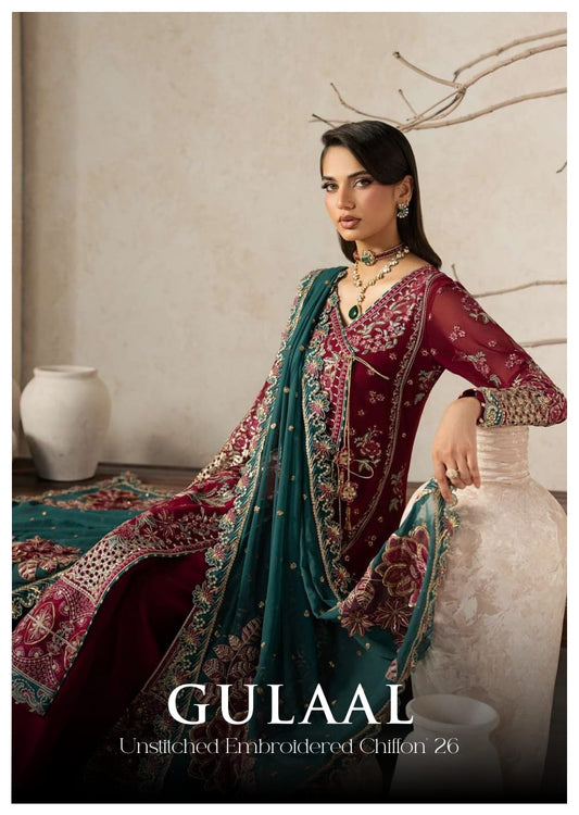 Gulaal Unstitched Embroidered Chiffon
