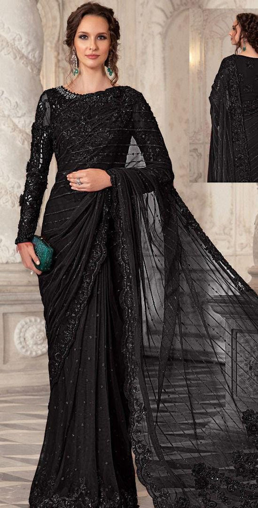 Maria-B Couture Black Saree