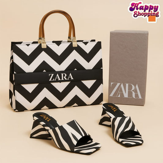 ZARA Zebra Triangle Heel+ ZARA Hand Bag