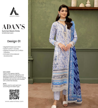 ADAN'S SUMMER BLOOM PRINTS UNSTITCHED LAWN