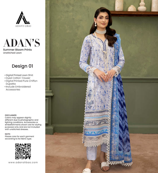 ADAN'S SUMMER BLOOM PRINTS UNSTITCHED LAWN