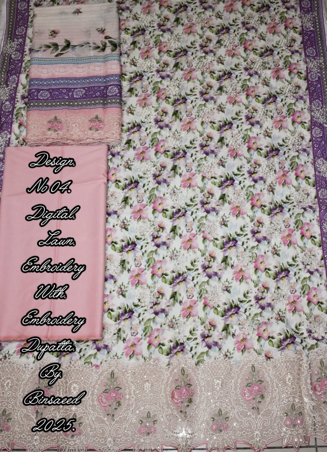 BIN SAEED LAWN EMBROIDERY WITH EMBROIDERY DUPATTA