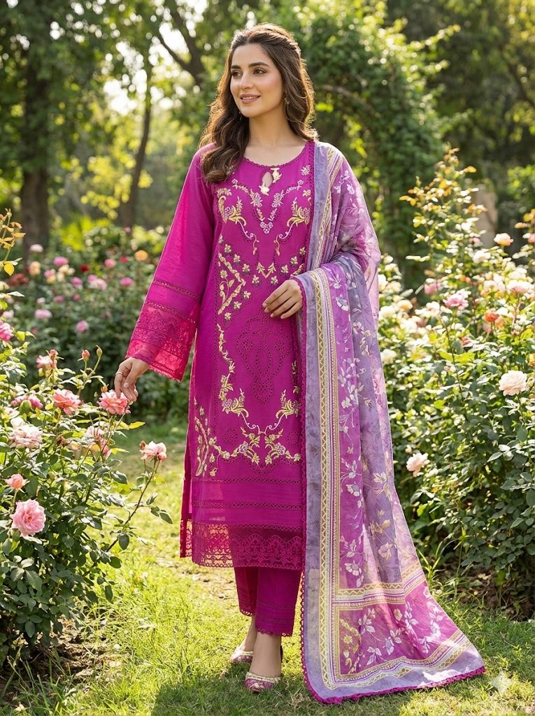 T.PARISHAY👑 Premium Embroidered 2 Piece Shirt Dupatta