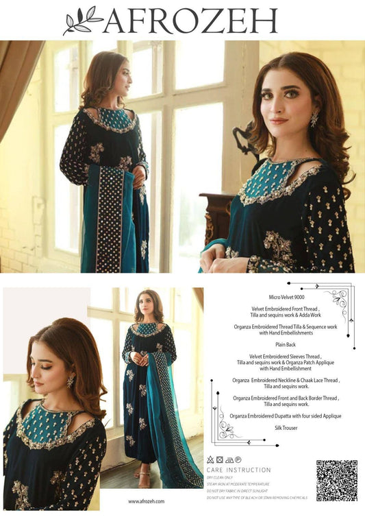 Afrozeh Velvet Embroidered Winter Collection