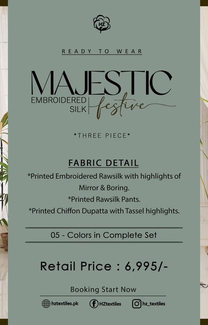 MAJESTIC Embroiderd Silk Festive Lawn