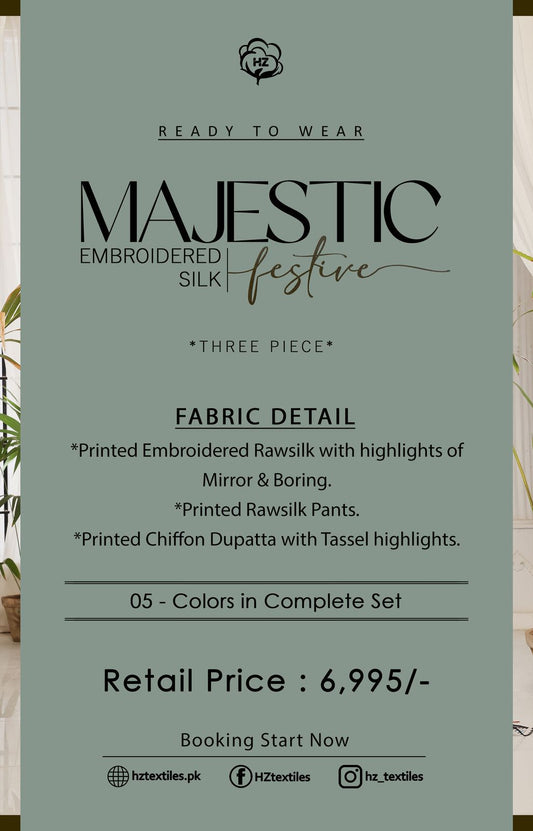 MAJESTIC Embroiderd Silk Festive Lawn
