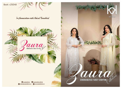 ZAURA SEMI STITCHED CHIFFON BY TAWAKKAL