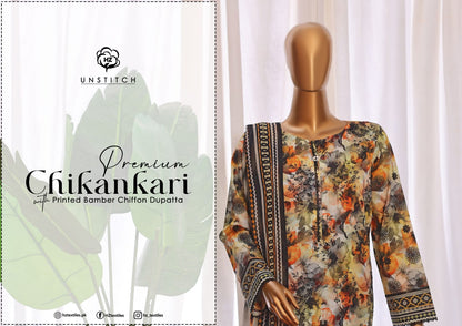 HZ PREMIUM CHIKANKARI WITH PRINTED BAMBER CHIFFON DUPATTA COLLECTION