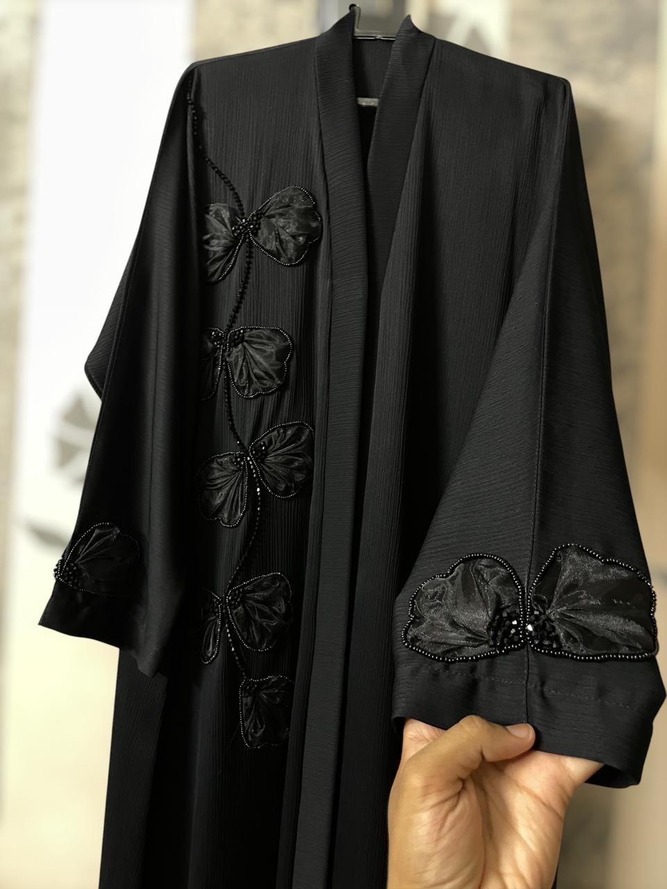 Tissue Cut dana Hand work Front open Abaya