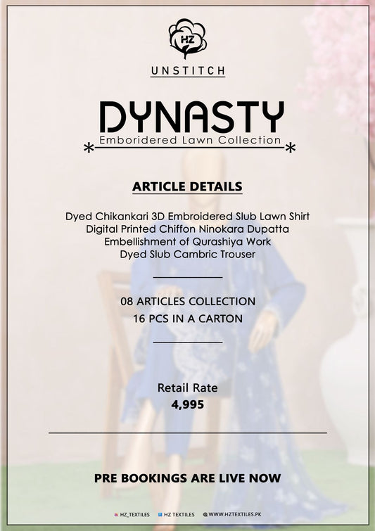 HZ DYNASTY EMBROIDERED LAWN COLLECTION