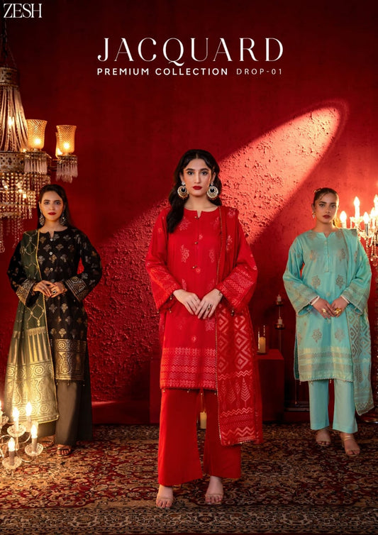 JACQUARD Premium Broshia Banarsi Jacquard Lawn Collection DROP-1