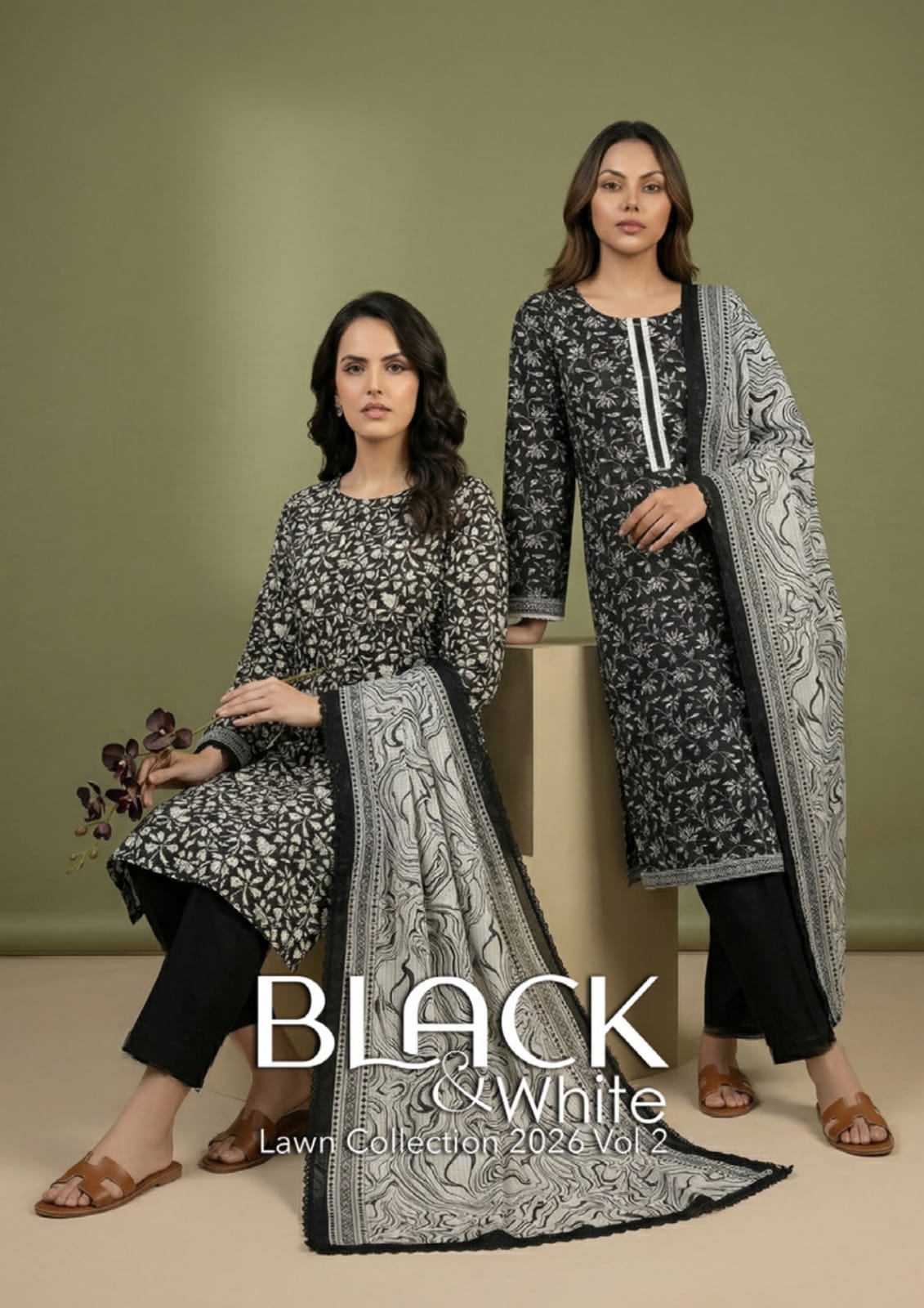 BLACK & WHITE DIGITAL PRINED LAWN COLLECTION 2026