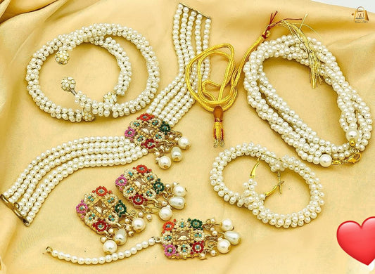 Complete Nauratan Chokar set mala earrings and bangles