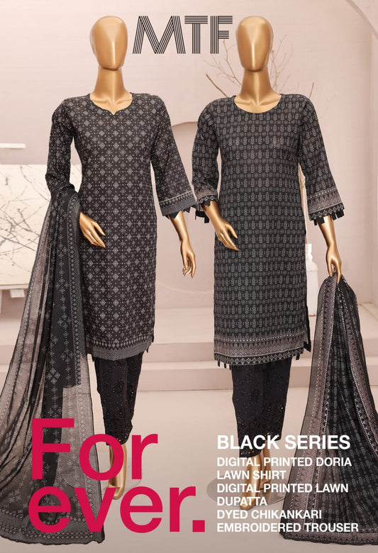 Forever Black Series Digital Printed Doria Lawn