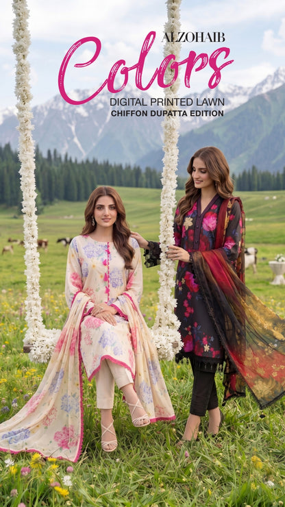 COLORS DIGITAL PRINTED LAWN CHIFFON DUPATTA EDITION