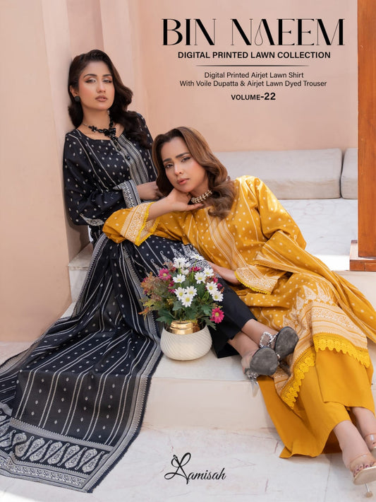Bin Naeem DIGITAL PRINTED LAWN platinum