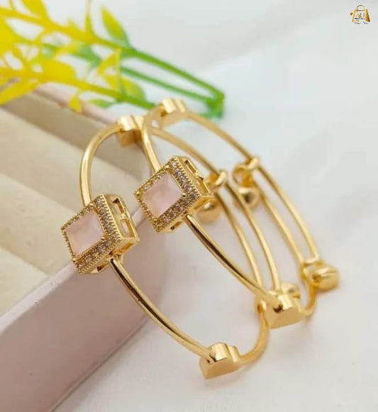 Zircon Gold Plated Pair Bracelets for kids