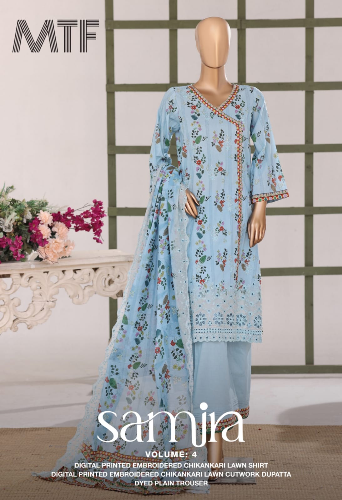 Samira Digital Printed Embroidered Chikankari Lawn Collection