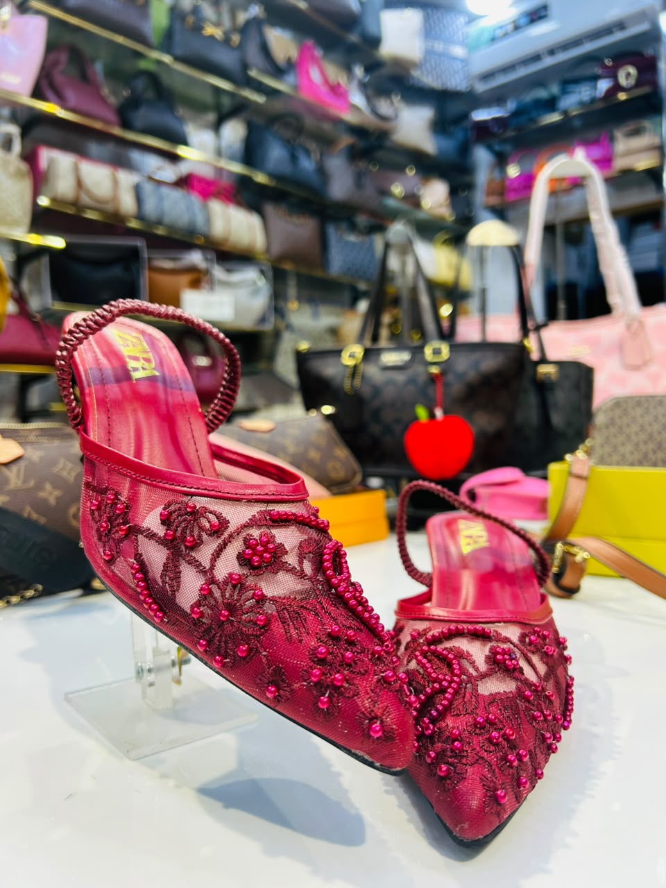 ZARA EMBROIDERY SLINGBACK HEELS