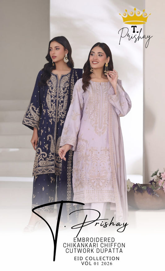 T.PARISHAY Embroidered 3 Piece Lawn EID Collection