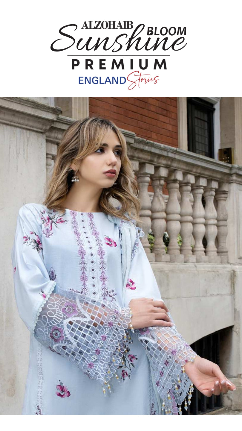 ALZOHAIB SUNSHINE BLOOM England Stories Embroidered Lawn