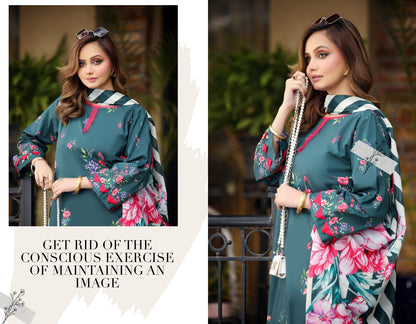Bin Naeem DIGITAL PRINTED LAWN platinum