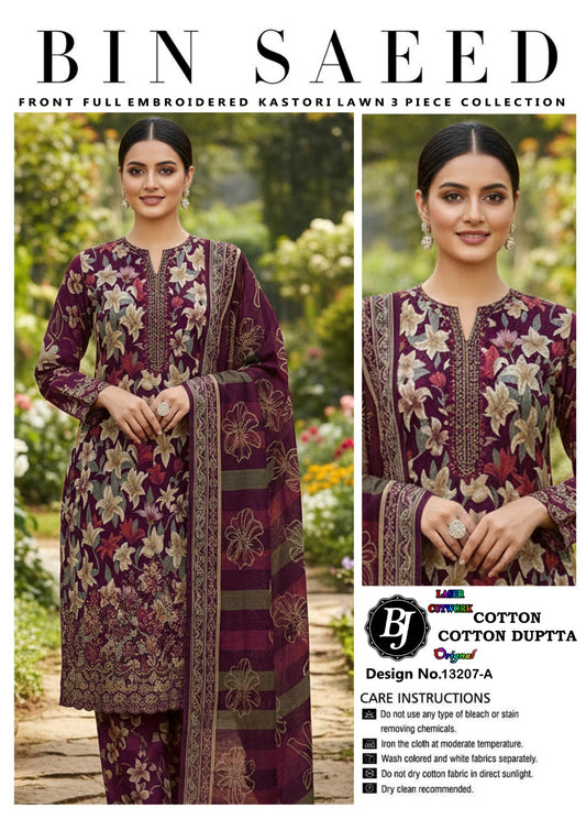 Bin Saeed Lawn Embroidered Collection BJ