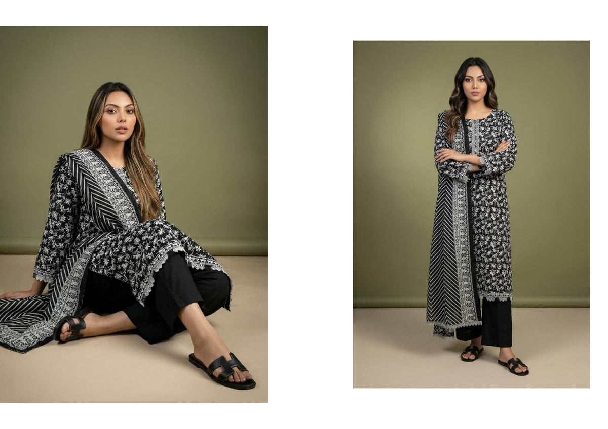 BLACK & WHITE DIGITAL PRINED LAWN COLLECTION 2026