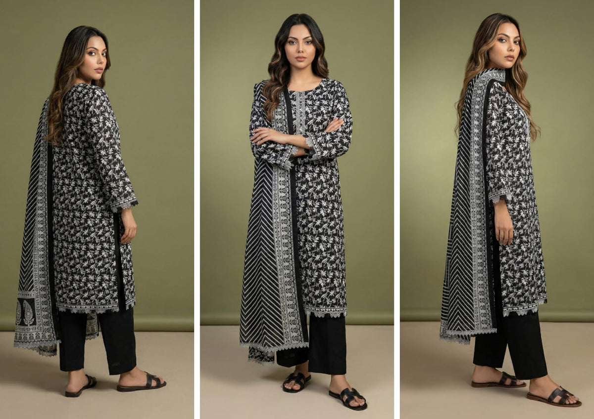 BLACK & WHITE DIGITAL PRINED LAWN COLLECTION 2026