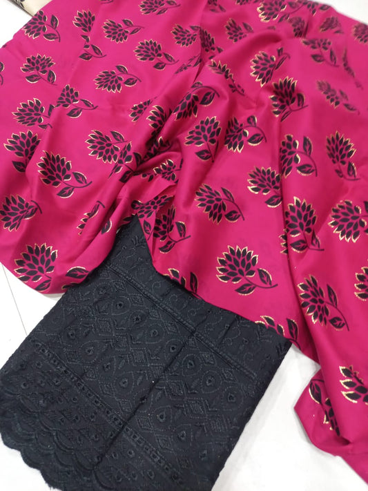 Printed 2 Pcs With Chikan Trouser