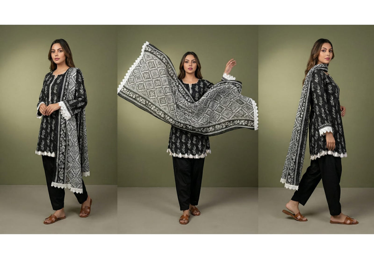 BLACK & WHITE DIGITAL PRINED LAWN COLLECTION 2026